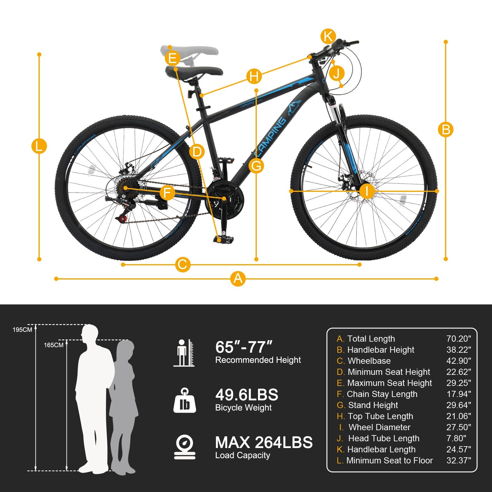 27.5 inch Mountain Bike with 21-Speed,Dual Disc Brake,Adjustable Seat