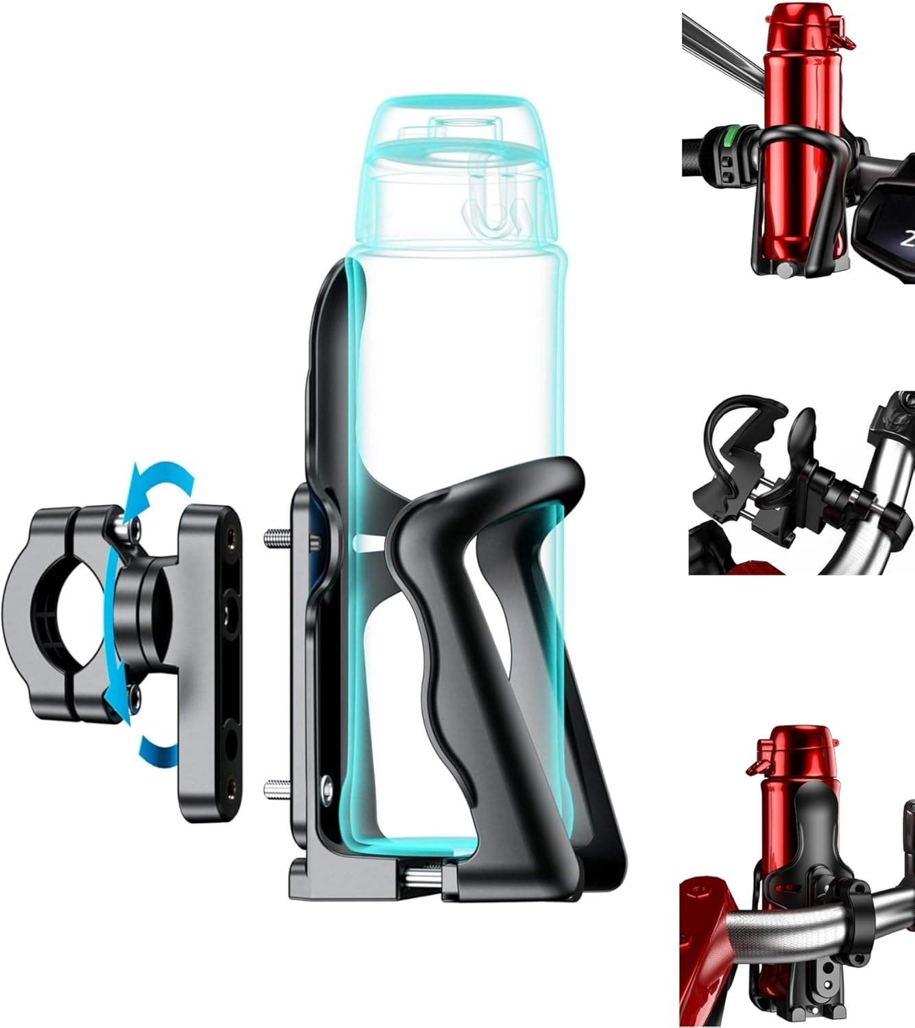 Universal Bike & Motorcycle Cup Holder Adjustable Water Bottle Holder for Bicycle, E-Bike, Scooter & Stroller